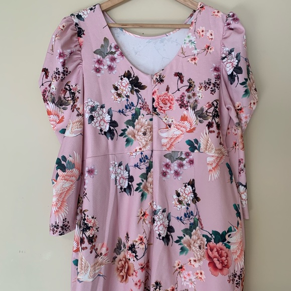 ASOS Floral Print Midi Dress with Puff Sleeves - Picture 6 of 16